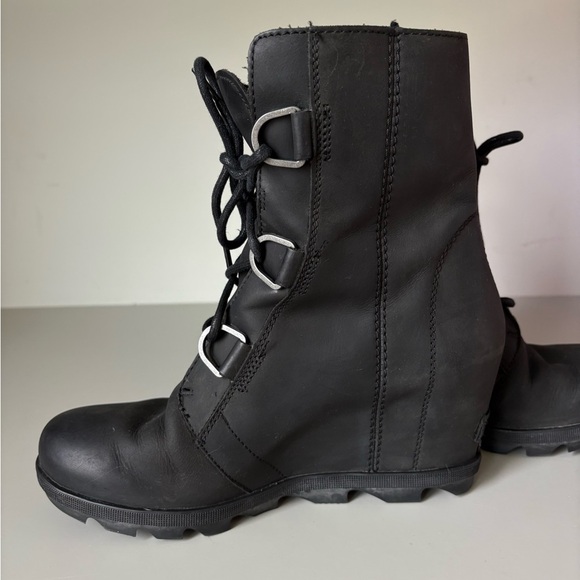 Sorel Black Lace-Up Boots Joan Of Arctic Wedge Size 9.5 - Picture 7 of 12